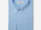 Camicia tinta unita azzurro 100% puro cotone pinpoint, collo stile button down