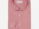 Camicia righe rosso 100% puro cotone popeline, collo stile semifrancese