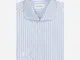 Camicia righe azzurro 100% puro cotone popeline, collo stile francese