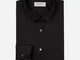 Camicia tinta unita nero 100% cotone anti-macchia twill doppio ritorto oekotex, collo stil...