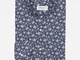 Camicia disegni a fiori blu 100% puro cotone pinpoint, collo stile coreana