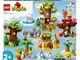 LEGO DUPLO 10975 Animali del Mondo, Tappetino da Gioco con Leone Giocattolo e Mattoncino c...