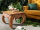 tavolino da salotto in legno di Sheesham / palissandro 60x60x40 marrone laccato OPIUM #630