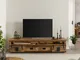 Mobile Tv in legno di Mango / Legno riciclato 220x55x50 Laccato naturale RAILWAY LUX #132