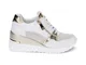 Sneakers bianco/oro, zeppa 7 cm