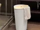 Portabiancheria Contenitore CONICO in polipropilene Ø38 h60 cm coperchio in legno Bianco p...