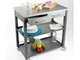 Carrello da Cucina professionale NEW CHEF con struttura e ripiani in acciaio 81x46xh87 cm...