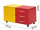 Composizione QBO Box 2 cubi uno giallo e uno rosso anta forata tre cassetti e ruote