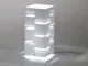 Lampada Da Tavolo QUADRA 19,5x19,5xh51,5 cm in Plexi Bicolore con Intagli colore Bianco
