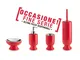 Set da bagno 4 pezzi in resina colore ROSSO-MISO portasapone. bicchiere, dispenser e porta...