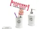 Set Da Bagno 3 Pezzi in Ceramica Provenza portasapone. bicchiere, dispenser in porcellana