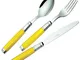 Set posate Colore Giallo set 4 pezzi EXA 1 Coltello 1 Forchetta 1 Cucchiaio 1 Cucchiano ca...