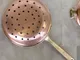 Colino con manico lungo in rame stagnato Ø18 cm manico in fusione d'ottone