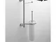 Asta attrezzata WC, Bidet porta scopino e portarotolo MOD RHO 18x14xh52 cm finitura inox l...