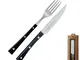 Set Bistecca due pezzi con coltello Stretto affilato cm 13 cm e forchetta colore nocciola,...