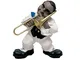 Statuina Musicale TROMBONE JAZZ BAND h13 cm -peso 430 gr in resina decorata a mano in Ital...