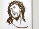 Quadro sacro Volto di Cristo decoro in legno taglio laser 50x50xh1,5 cm colore bianco weng...