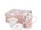 Tazza Con Infusore set in porcellana TEA FOR ONE PEONIA Diametro 8x h 11,5 in fine porcell...