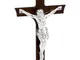 Crocefisso Cristo in resina argentata Grande in resina e legno 27x19 cm colore argento