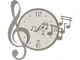 Orologio con chiave e note musicali Musica in metallo, 50x47h, colore Fango Avorio