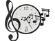Orologio con chiave e note musicali Musica in metallo, 50x47h, colore Nero-bianco