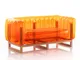 Divano EKO gonfiabile con telaio in legno e TPU Crystal Orange YOMI, 76,5x151xH69,5 cm ric...