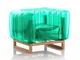 Poltrona EKO gonfiabile con telaio in legno e TPU Crystal Green YOMI, 76,5x83xH69,5 cm ric...