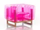 Poltrona EKO gonfiabile con telaio in legno e TPU Crystal Pink YOMI, 76,5x83xH69,5 cm rici...