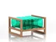 Pouf EKO gonfiabile con telaio in legno e TPU Crystal Green YOKO, 62x70xH40 cm riciclabile...