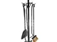 Gruppo per camino Set di accessori camino in Ferro Battuto FLORENCE 23xh 80 cm - 6 kg colo...