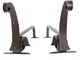 Alari per camino, coppia in ferro battuto e finitura nero RIBATTINO Dimensioni 18x56x h 33...