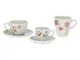 Set 2 tazzine caffè, 2 tazze medie e 2 mug in porcellana Daisy flowers