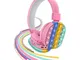 CUFFIE POP IT ROSA BAMBINE WIRELESS RADIO BLUETOOTH ARCOBALENO PIEGHEVOLE SD USB