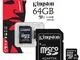 KINGSTON MICRO SD 64GB MICROSD CLASSE 10 SDHC SCHEDA DI MEMORIA CARD SMARTPHONE