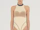 Wolford - Shaping Stripes Body, Donna, moon shell/copper/black, Taglia: XS