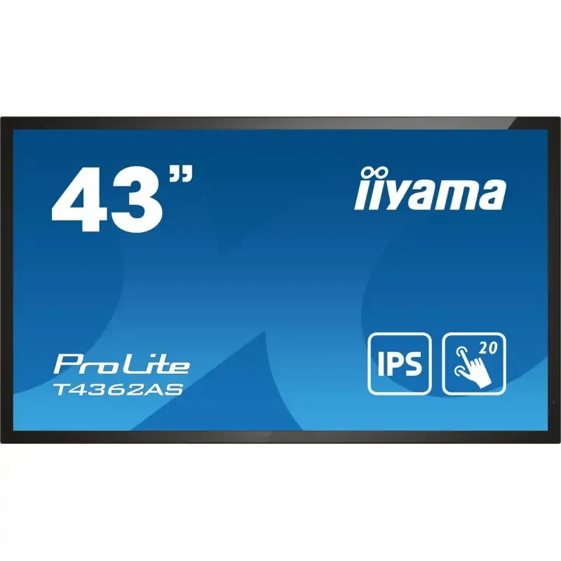 iiyama T4362AS-B1 visualizzatore di messaggi Pannello piatto interattivo 108 cm (42.5") IPS 500 cd/m² 4K Ultra HD Nero Touch