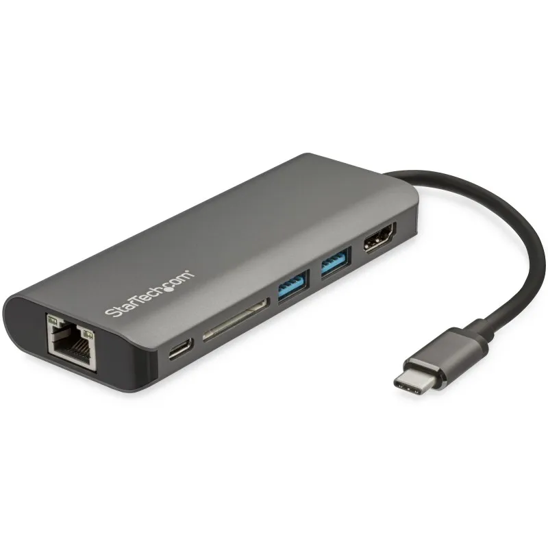 StarTech.com Adattatore multiporta USB-C - Dock da viaggio USB tipo C a HDMI 4K, 3x 3.0 hub, SD / SDHC, GbE