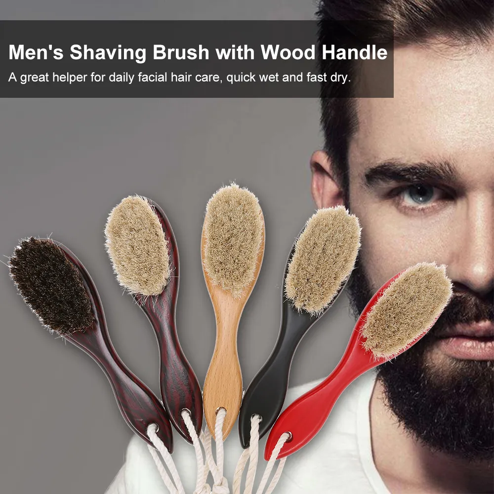 Pennello da barba da uomo Barbiere Salone da uomo per la pulizia della barba per il viso Strumento per la rasatura Pennello per rasoio con manico in