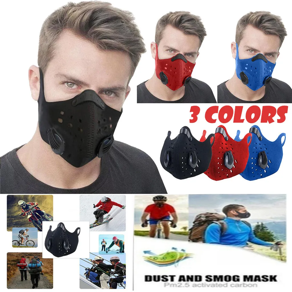 Maschera per bici con filtri a carbone attivo KN95 Maschera di protezione antivirale Maschera per il viso in bicicletta Maschera per la respirazione