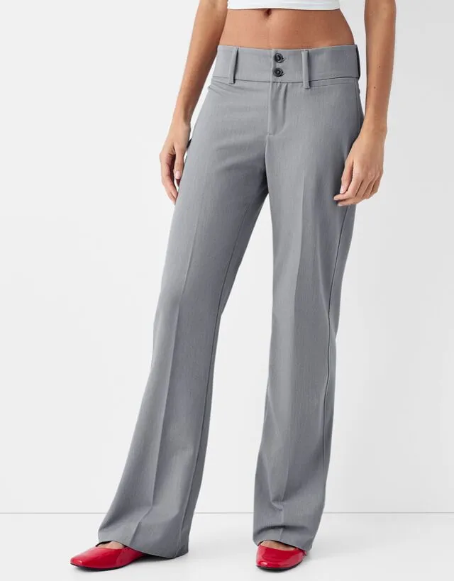 Bershka Pantaloni Flare Tailored Fit Donna 42 (Eu 38) Grigio