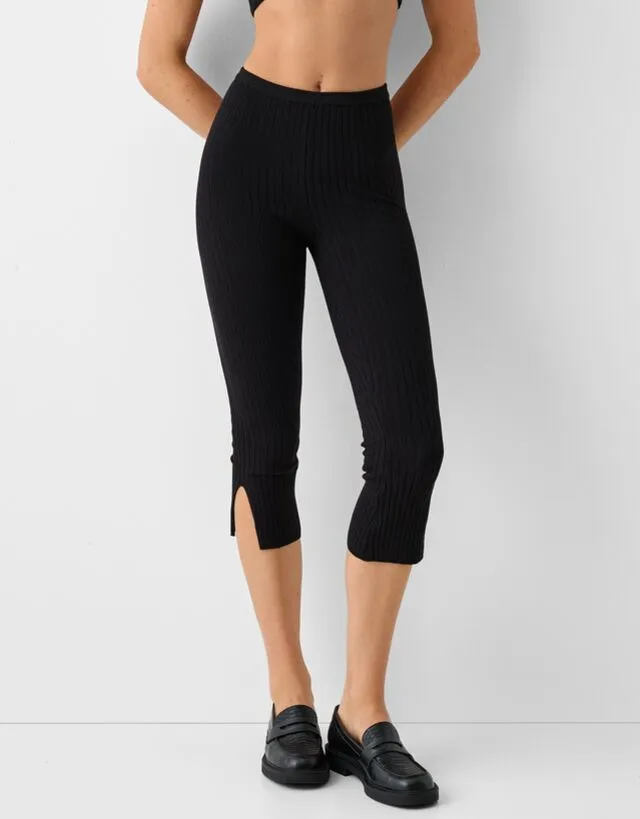 Bershka Pantaloni Capri Donna S Nero