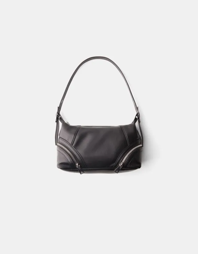 Bershka Borsa A Spalla Con Cerniere Donna Nero