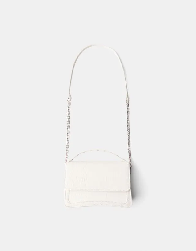 Bershka Borsa Minaudiere In Finta Pelle Con Borchie Donna Bianco