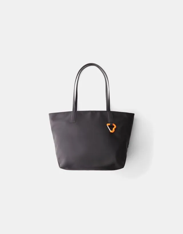 Bershka Borsa Shopper Con Charm A Cuore Donna Nero