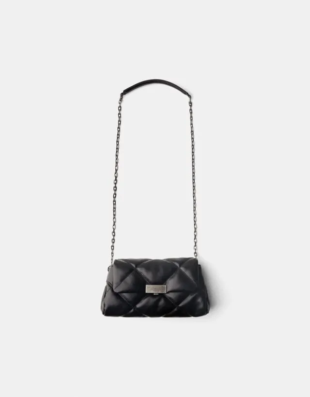 Bershka Borsa Imbottita Stile Rock Donna Nero