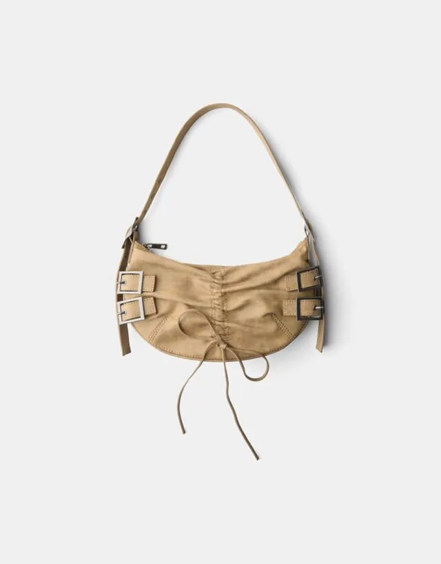 Bershka Borsa Arricciata Con Fiocco Donna Marrone