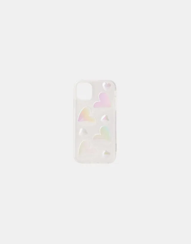 Bershka Cover Per Cellulare Iphone Cuori Iridescenti Donna Iphone 12 / Pro Multicolore