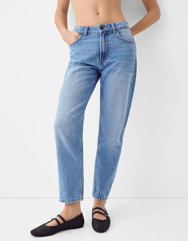 Bershka Jeans Mom Donna 42 (Eu 38) Azzurro