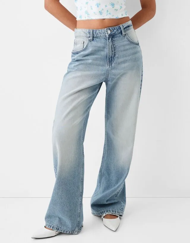 Bershka Jeans Baggy Donna 42 (Eu 38) Azzurro Chiaro