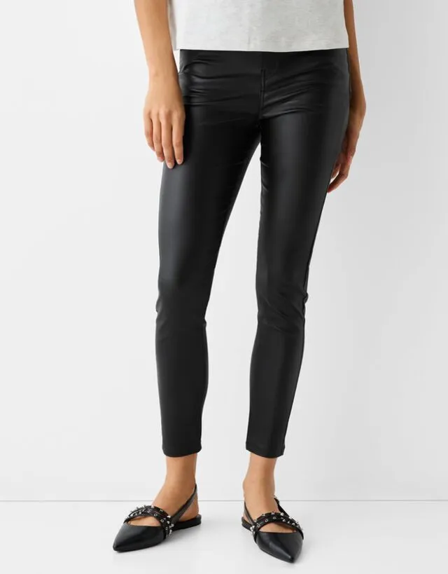 Bershka Pantaloni Skinny Coating Donna 48 (Eu 44) Nero